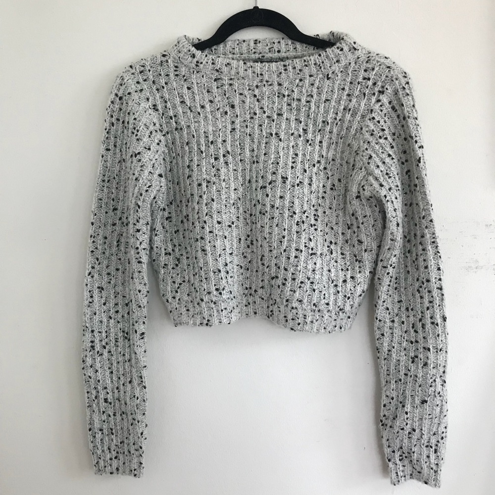 Gray and black peppered crop sweater, nasty gal